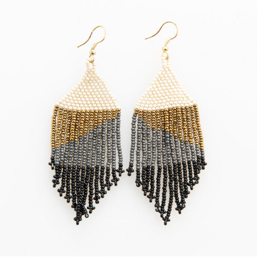 Black Ombre with Gold Fringe Earring 4