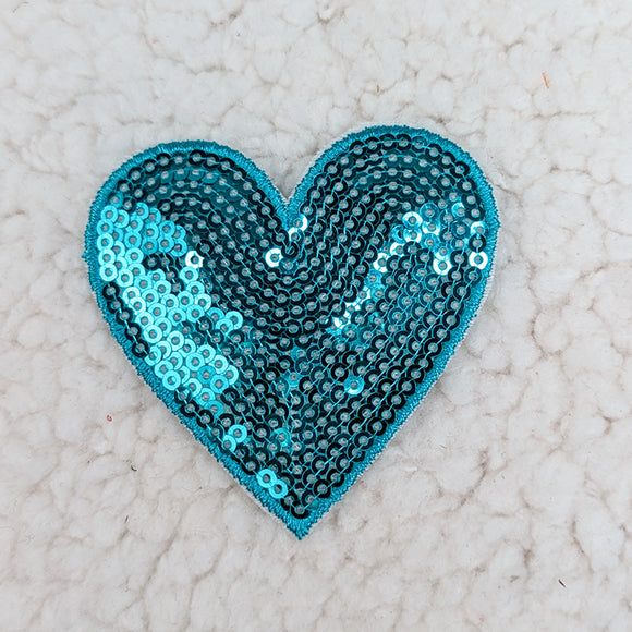 Blue sequin heart patch