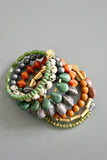 Green caramel jasper gray wrap bracelet