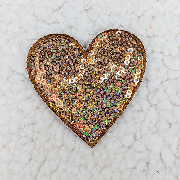 Bronze sequin heart patch