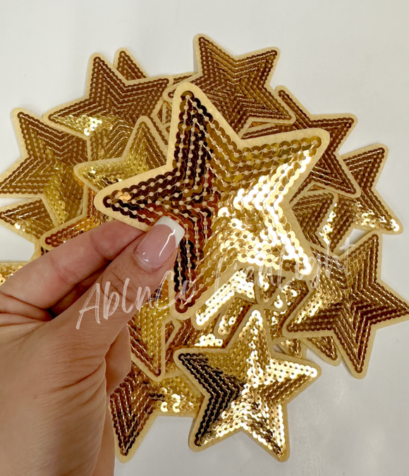3” gold sequin star patch