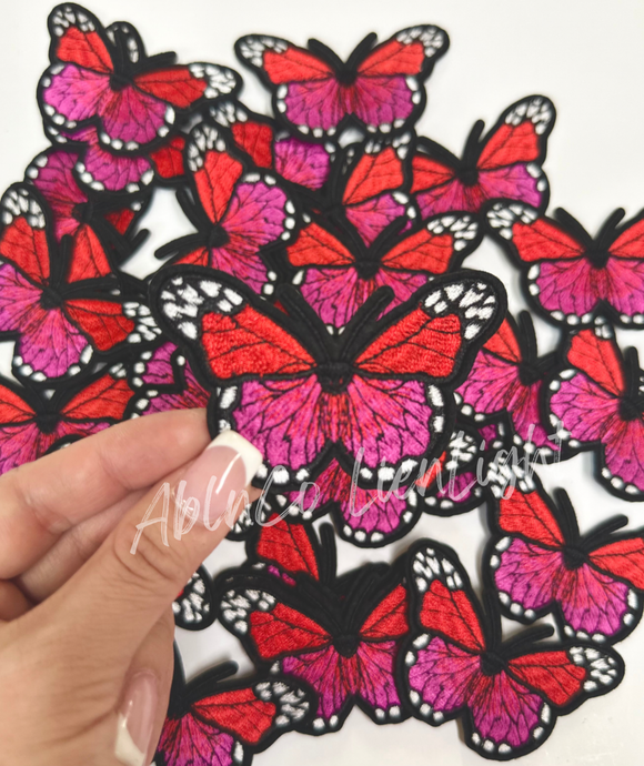 3” hot pink butterfly patch