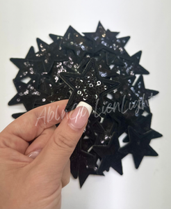 2” black sequin star patch