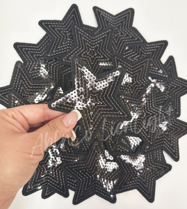 3” black sequin star patch