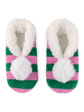 Green Pink Stripe Slippers