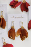 Caramel Gold Dipped Feather Earrings