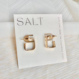 Square hoop gold stud earrings