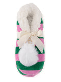 Green Pink Stripe Slippers