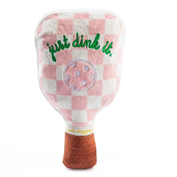 Pink Pickleball Paddle Squeaky Dog Toy