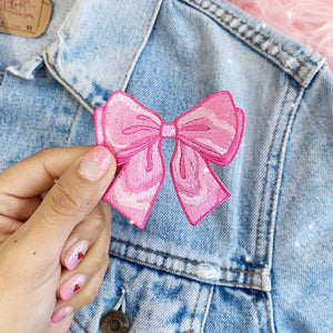 Fluffy Bow Patch: Pink