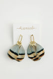 Brown Striped Feather Tassel Earrings