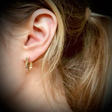 Square hoop gold stud earrings