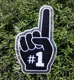 Black Foam Hand #1 Game Day Chenille Patch