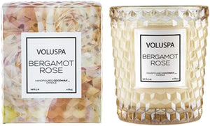 Bergamot Rose Classic Candle in Textured Glass