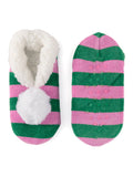 Green Pink Stripe Slippers