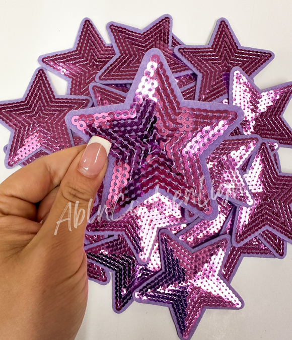 3” purple sequin star patch