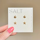 COASTAL STUD SETS | 18k gold | seashell & starfish earrings