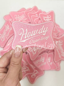 Preppy pink Howdy cowboy patch