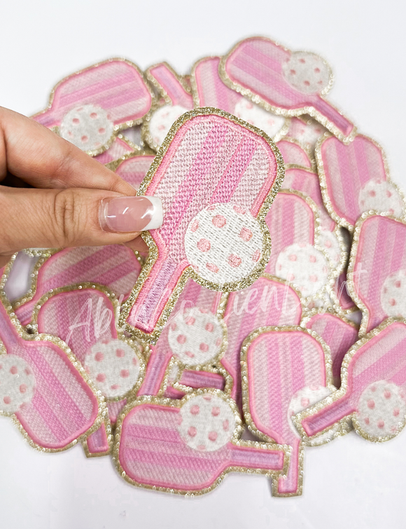 3” preppy pink pickle ball patch