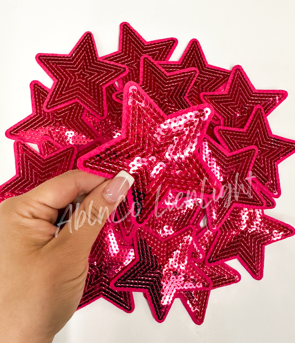 3” hot pink sequin star patch