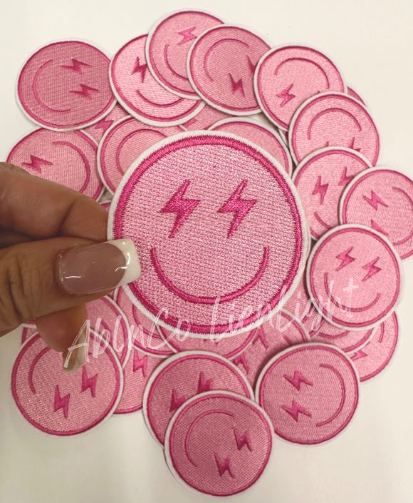 3” pink lightning bolt face patch