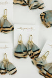 Brown Striped Feather Tassel Earrings