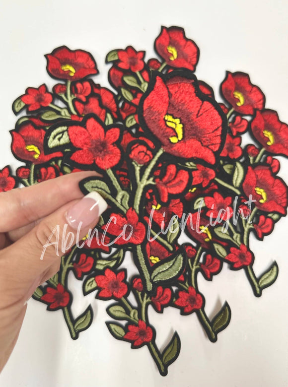 3” red flowers patch