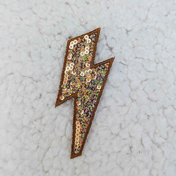 Gold Sequin Lightning Bolt Patch