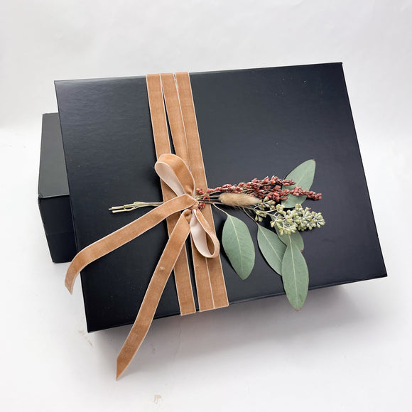 Premium Black Gift Box / Custom Ribbon + Floral / Free with $200 gift box purchase