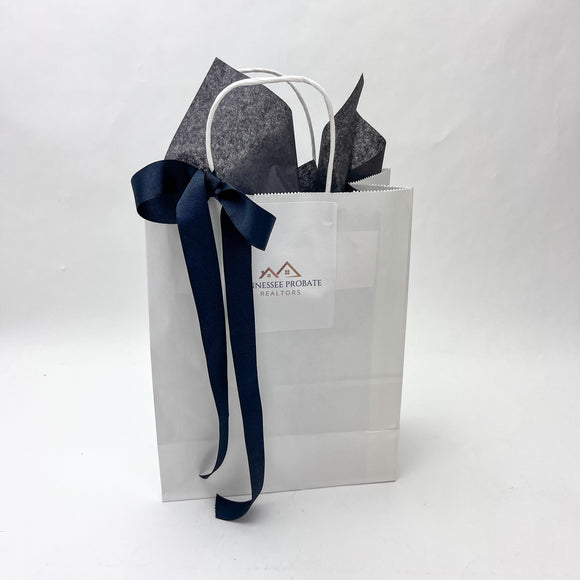 Custom white kraft gift bags