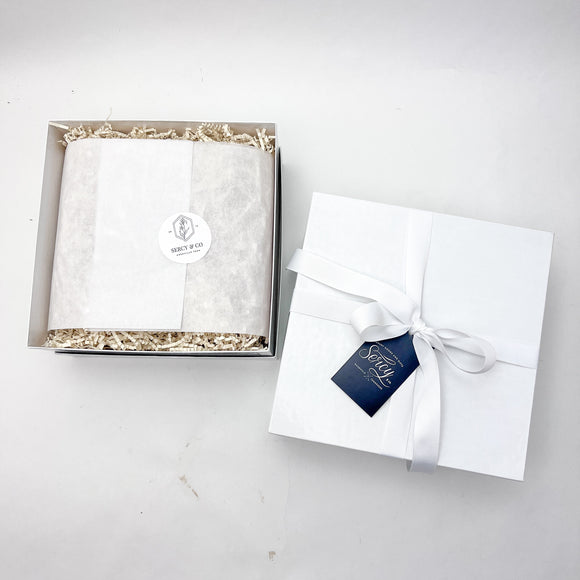 Deluxe White Gift Box / White Grosgrain Ribbon / Free with $35 minimum purchase