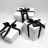 Standard White Gift Box / Black Grosgrain Ribbon