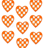 Orange checkered heart patch patches 3”