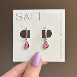 Silver faceted gemstone earrings