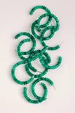 Green Beaded Hoop Earrings