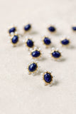 Blue Lapis Pearl Oval Stud Earrings