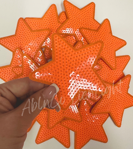 3” orange sequin star patch