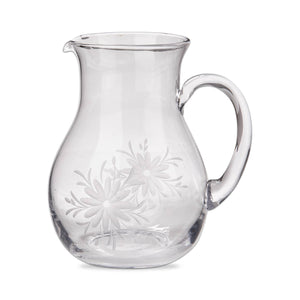 Fleur Etched Glass Pitcher