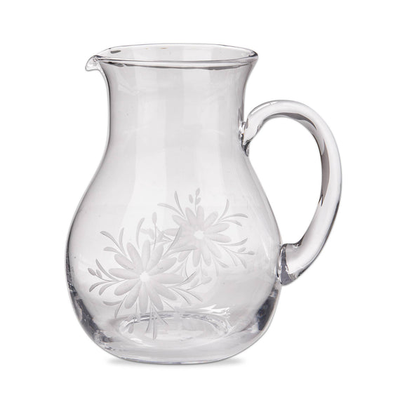 Fleur Etched Glass Pitcher