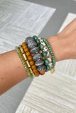 Green caramel jasper gray wrap bracelet