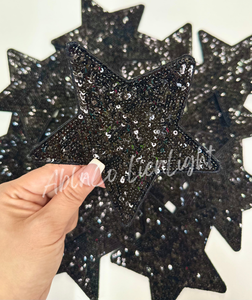 5” black star sequins patch