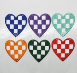 Orange checkered heart patch patches 3”