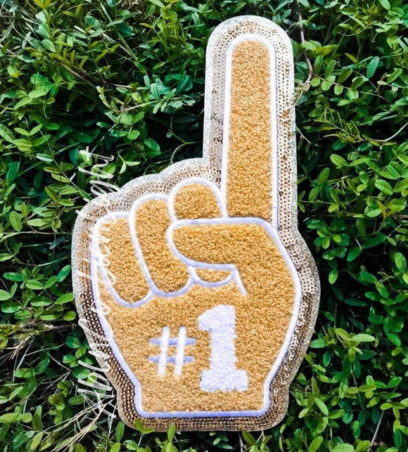 Gold Foam Hand #1 Game Day Chenille Patch