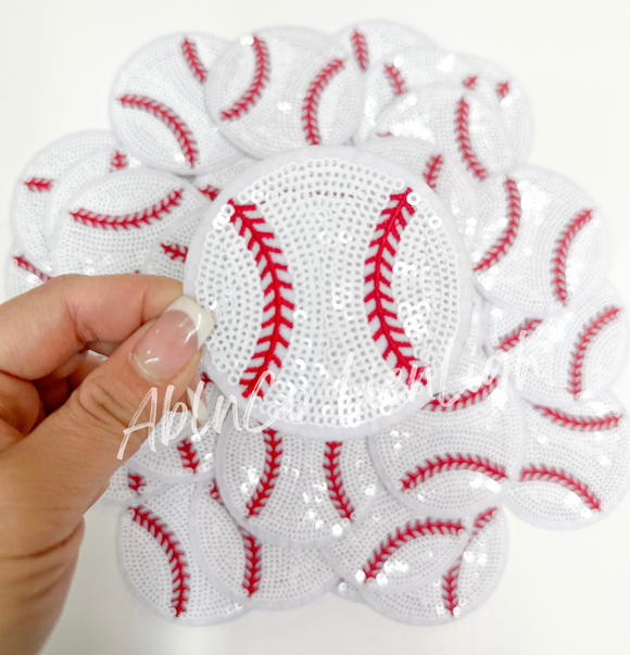 3” baseball sequins patch