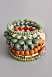 Green caramel jasper gray wrap bracelet