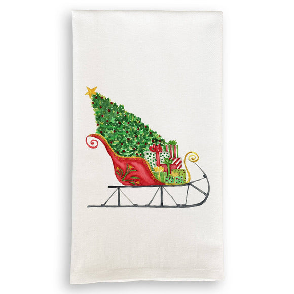 Santa Sleigh Dishtowel