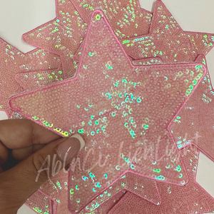 5” light pink star sequin patch