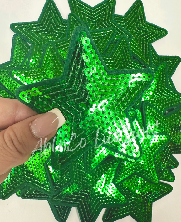 3” green sequin star patch