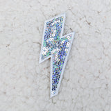 Silver Sequin Lightning Bolt Patch