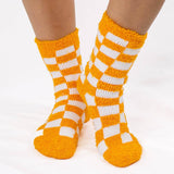 Checkerboard Snuggle Socks Orange/White